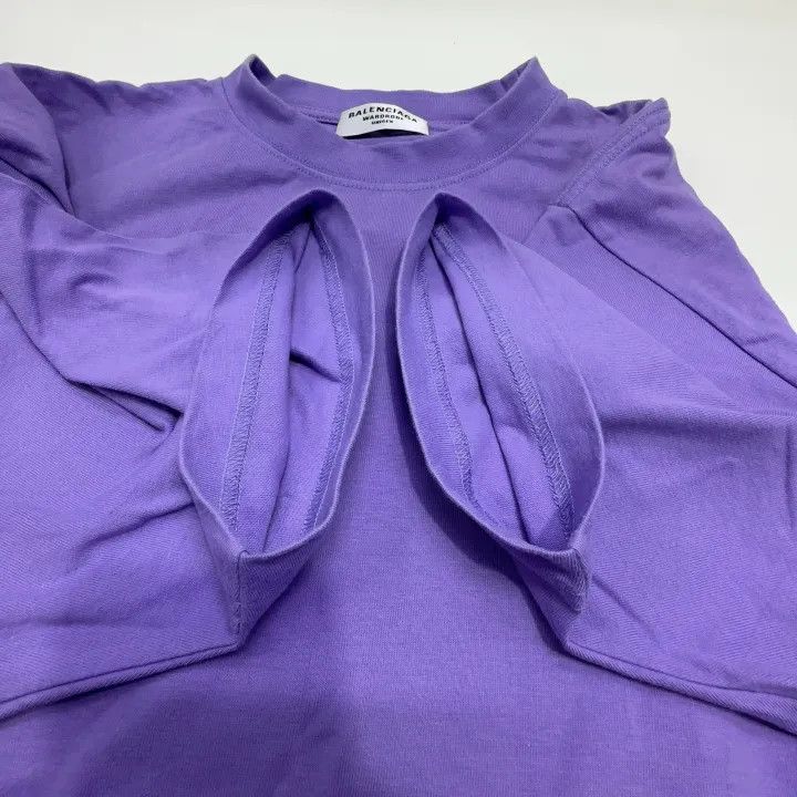 Balenciaga Balenciaga Purple Logo Print Short Sleeve T-Shirt 0079 Size XXS / US 00 / IT 34 - 8 Thumbnail