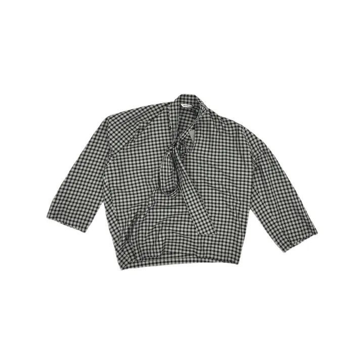 Balenciaga Balenciaga Black Checkered Bow Tie Blouse 0079 Size XS / US 0-2 / IT 36-38 - 2 Thumbnail