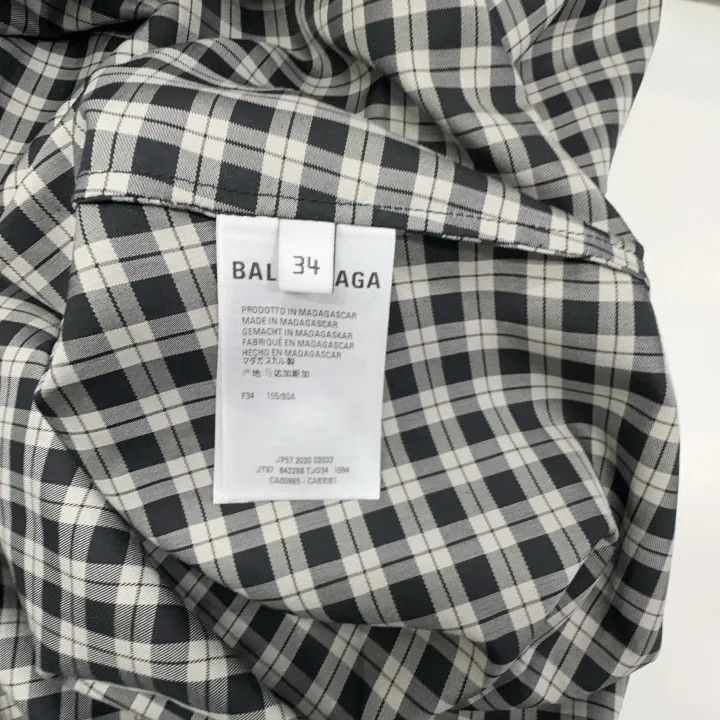 Balenciaga Balenciaga Black Checkered Bow Tie Blouse 0079 Size XS / US 0-2 / IT 36-38 - 4 Thumbnail
