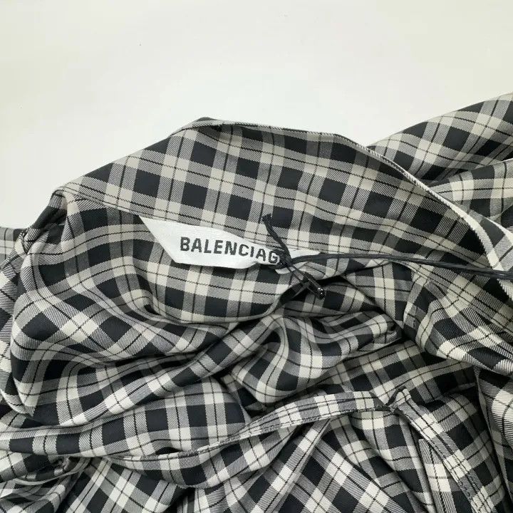 Balenciaga Balenciaga Black Checkered Bow Tie Blouse 0079 Size XS / US 0-2 / IT 36-38 - 7 Thumbnail