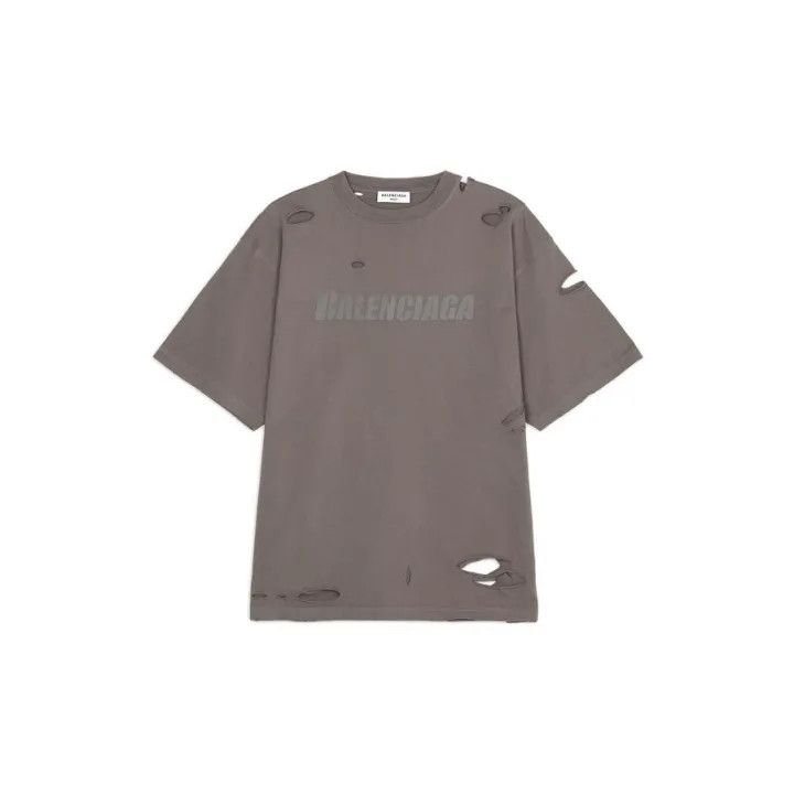 Balenciaga Balenciaga Gray Logo Print T-Shirt for Women 0079 Size XXS / US 00 / IT 34 - 2 Thumbnail