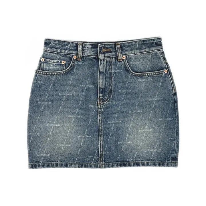 Balenciaga Balenciaga Blue Denim Skirt for Women 0079 Size 36" / US 14 / IT 50 - 2 Thumbnail