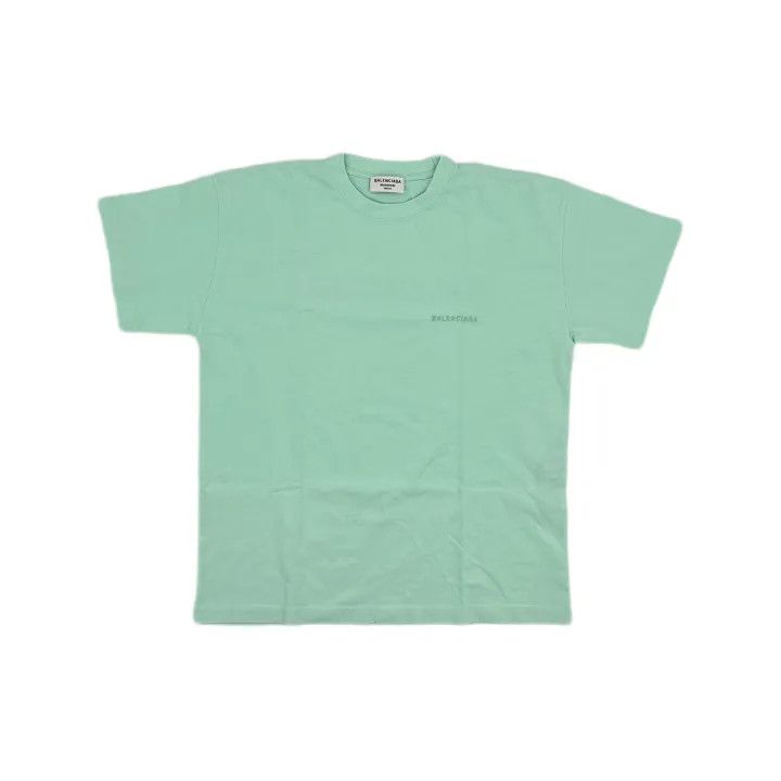 Balenciaga Balenciaga Mint Green Logo Embroidery Short Sleeve T-Shirt 0079 Size M / US 6-8 / IT 42-44 - 2 Thumbnail