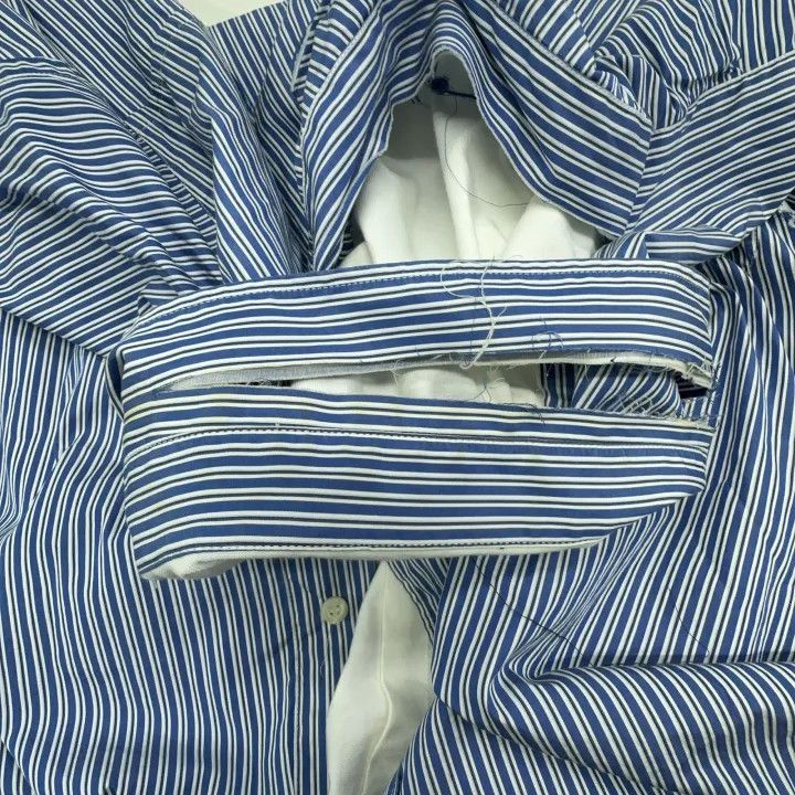 Balenciaga Balenciaga Blue Striped Destruction Shirt 0079 Size S / US 4 / IT 40 - 9 Thumbnail