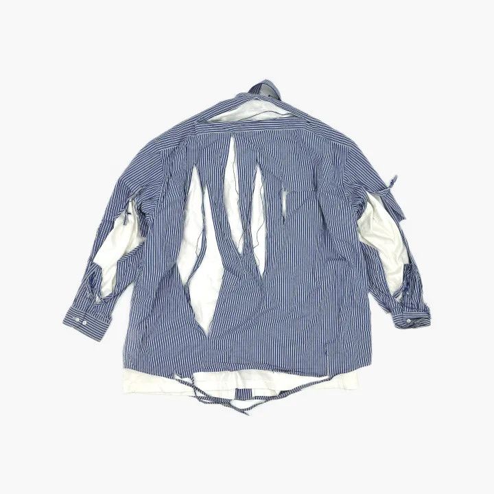 Balenciaga Balenciaga Blue Striped Destruction Shirt 0079 Size S / US 4 / IT 40 - 3 Thumbnail