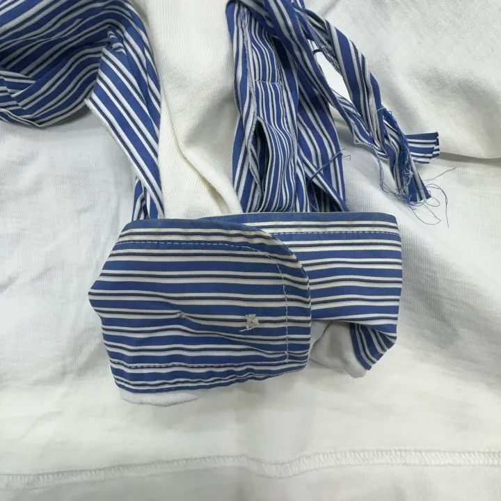 Balenciaga Balenciaga Blue Striped Destruction Shirt 0079 Size S / US 4 / IT 40 - 22 Thumbnail