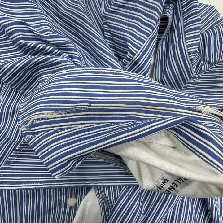 Balenciaga Balenciaga Blue Striped Destruction Shirt 0079 Size S / US 4 / IT 40 - 7 Thumbnail