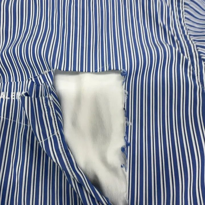 Balenciaga Balenciaga Blue Striped Destruction Shirt 0079 Size S / US 4 / IT 40 - 12 Thumbnail