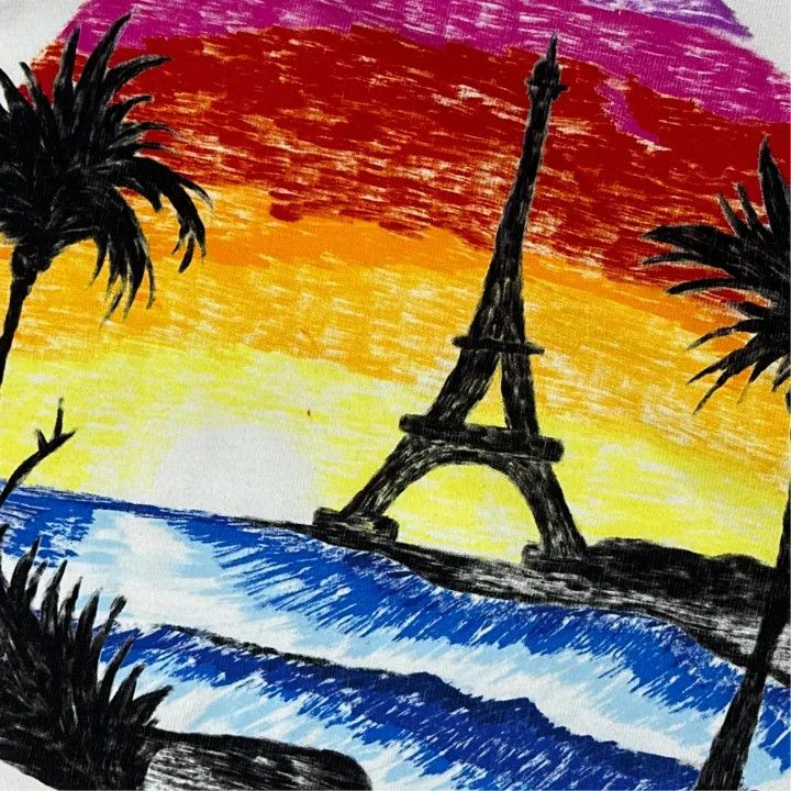 Balenciaga Balenciaga Hand-Painted Paris Beach Graphic T-Shirt 0079 Size XS / US 0-2 / IT 36-38 - 5 Thumbnail