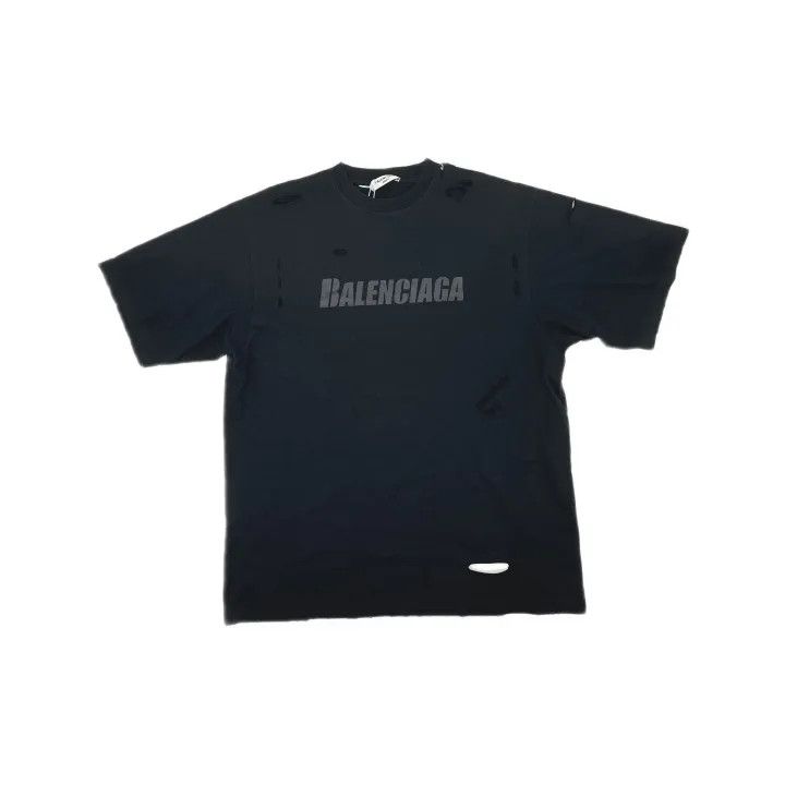 Balenciaga Balenciaga SS22 Distressed Logo T-Shirt for Women 0079 Size XXS / US 00 / IT 34 - 2 Thumbnail