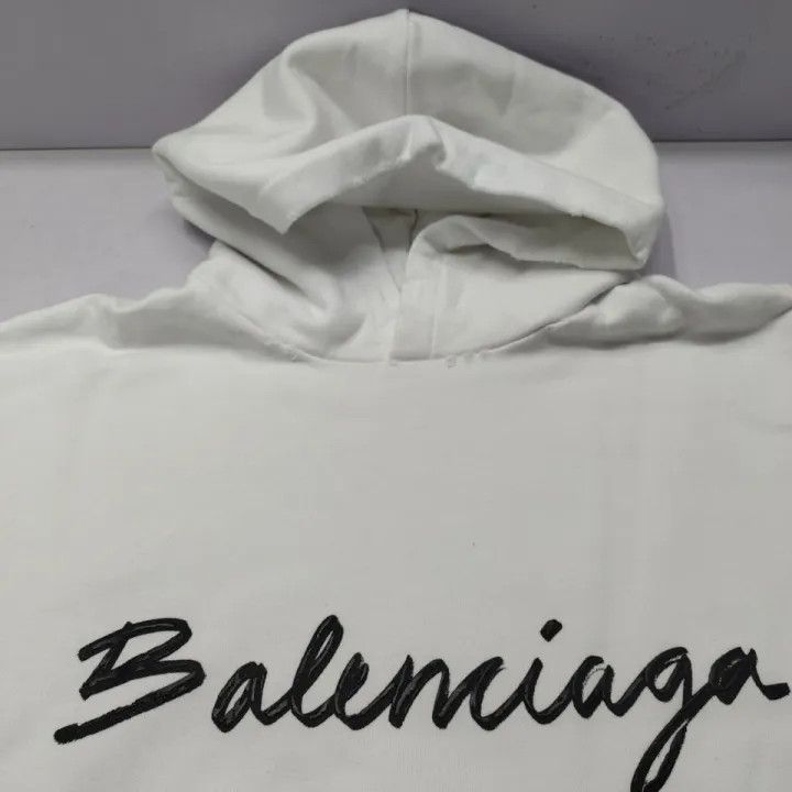 Balenciaga Balenciaga White Logo Hoodie for Women 0079 Size L / US 10 / IT 46 - 9 Thumbnail