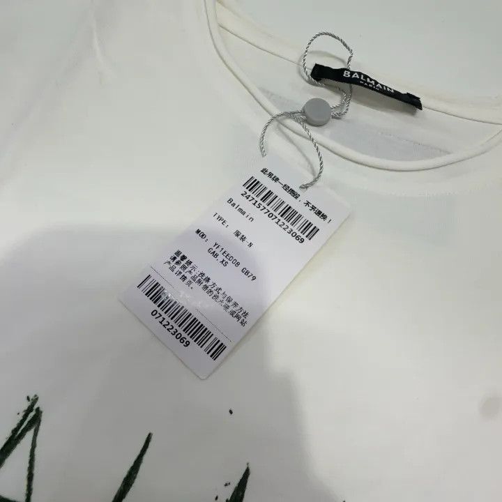 Balmain Balmain Women's Graphic Print Short Sleeve T-Shirt 0079 Size XS / US 0-2 / IT 36-38 - 4 Thumbnail