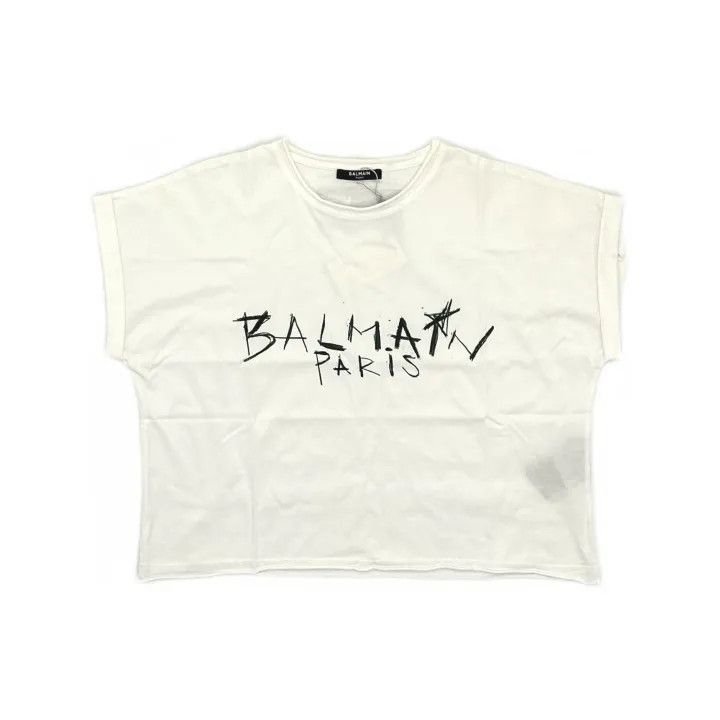 Balmain Balmain Women's Graphic Print Short Sleeve T-Shirt 0079 Size XS / US 0-2 / IT 36-38 - 2 Thumbnail
