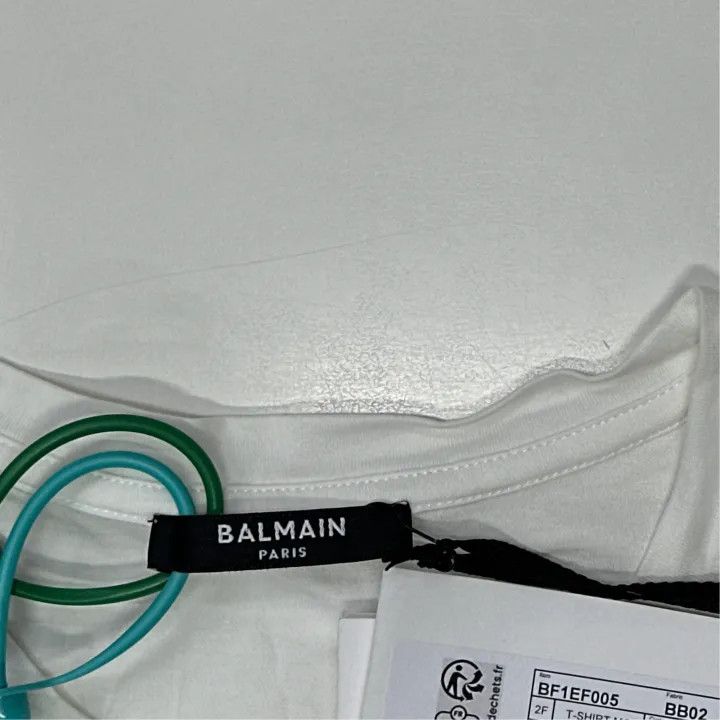 Balmain Balmain White Logo Short Sleeve T-Shirt 0079 Size S / US 4 / IT 40 - 3 Thumbnail