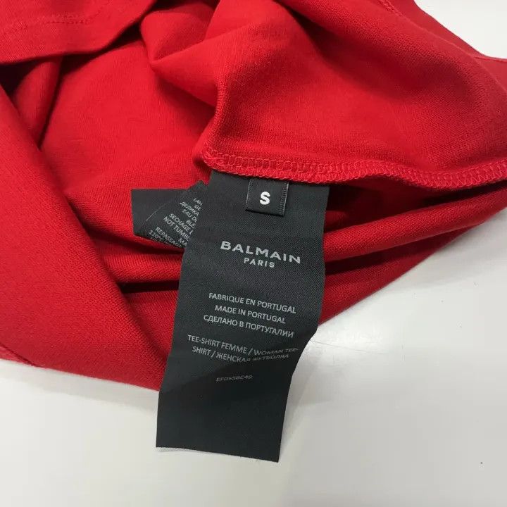 Balmain Balmain Red Logo Short Sleeve T-Shirt for Women 0079 Size S / US 4 / IT 40 - 4 Thumbnail