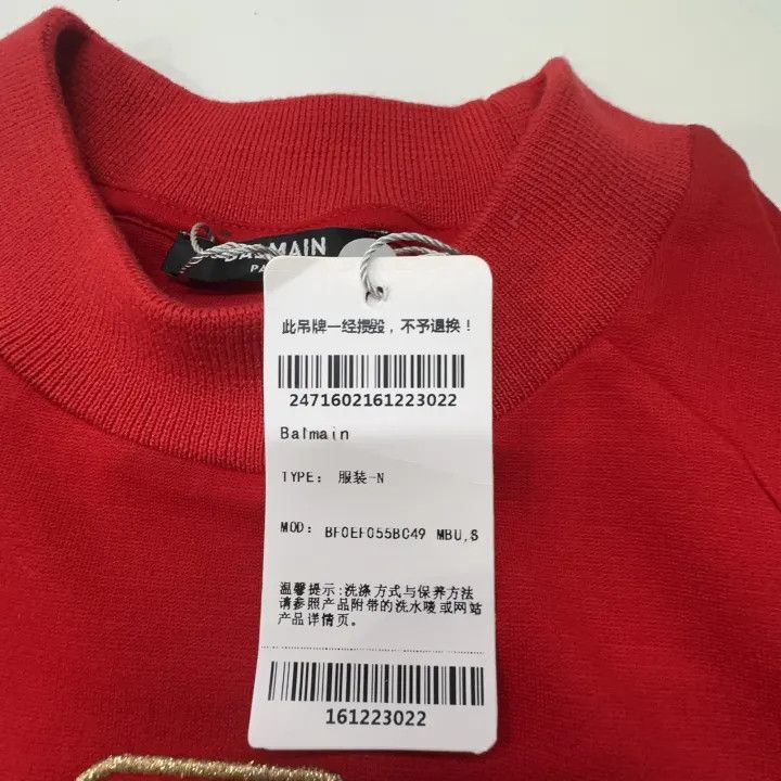 Balmain Balmain Red Logo Short Sleeve T-Shirt for Women 0079 Size S / US 4 / IT 40 - 7 Thumbnail