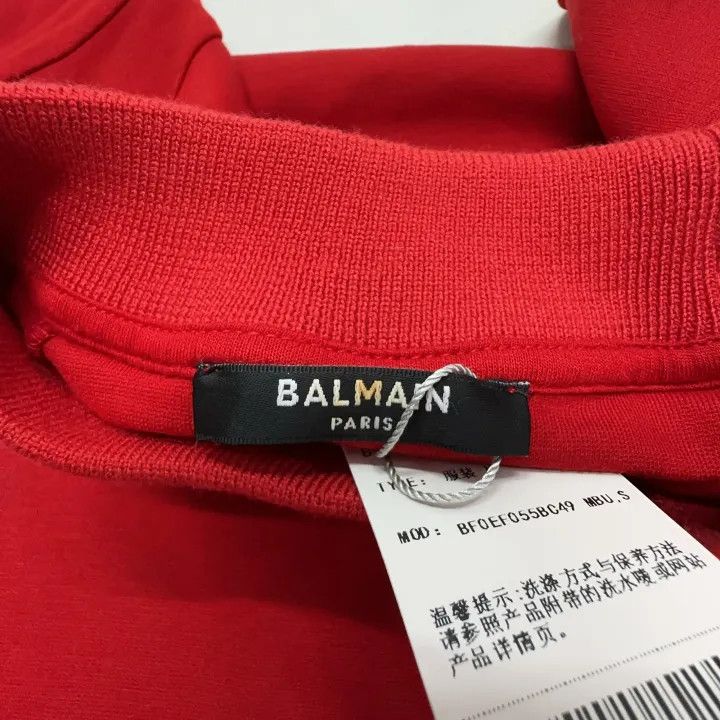 Balmain Balmain Red Logo Short Sleeve T-Shirt for Women 0079 Size S / US 4 / IT 40 - 4 Thumbnail