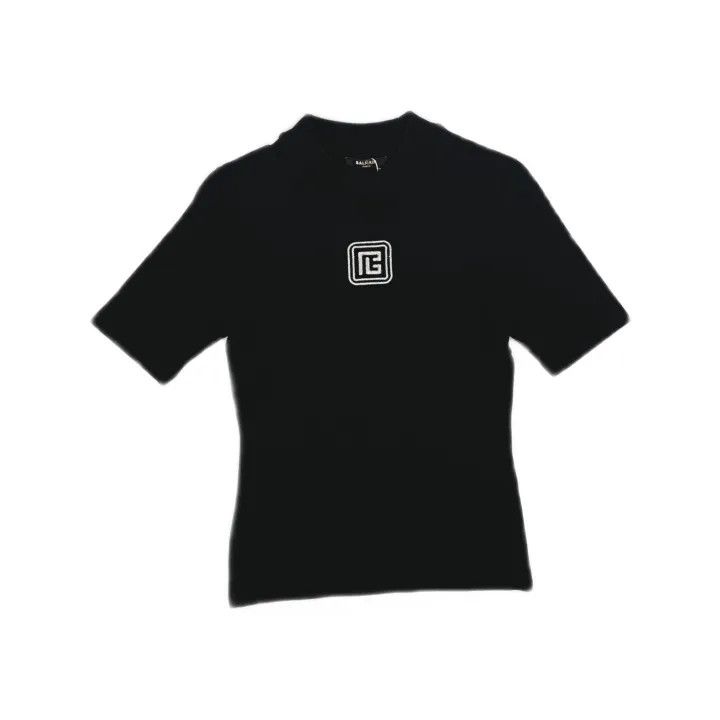 Balmain Balmain Black Logo Short Sleeve T-shirt 0079 Size S / US 4 / IT 40 - 2 Thumbnail