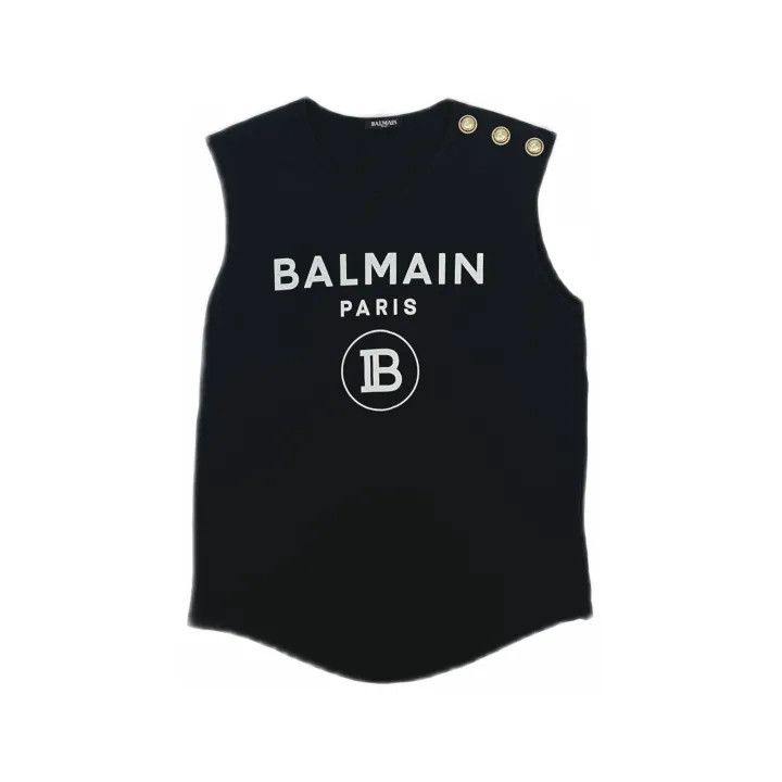 Balmain Balmain Logo Black Tank Top for Women 0079 Size M / US 6-8 / IT 42-44 - 2 Thumbnail