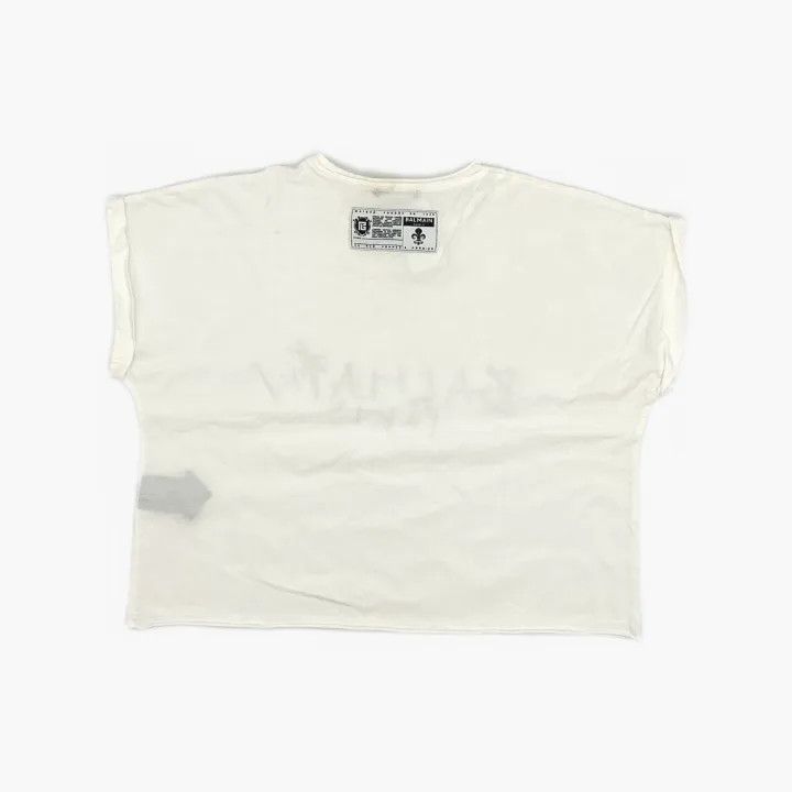 Balmain Balmain White Graphic Short Sleeve T-Shirt 0079 Size S / US 4 / IT 40 - 3 Thumbnail