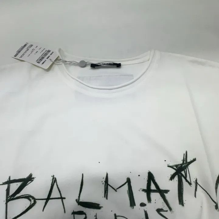 Balmain Balmain White Logo Print Short Sleeve T-Shirt 0079 Size S / US 4 / IT 40 - 6 Thumbnail