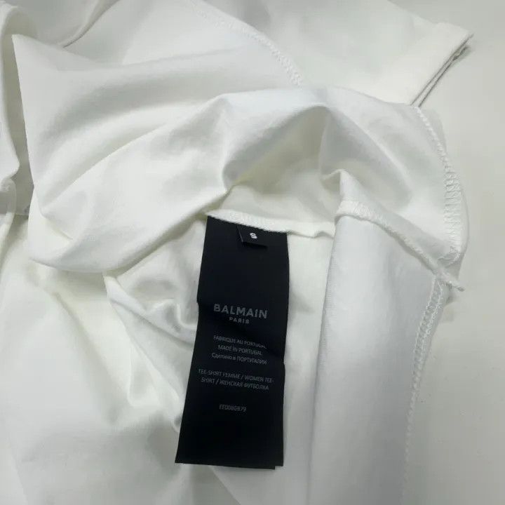 Balmain Balmain White Logo Print Short Sleeve T-Shirt 0079 Size S / US 4 / IT 40 - 5 Thumbnail