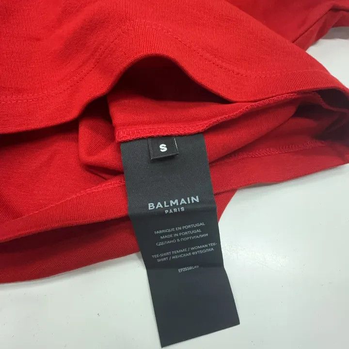 Balmain Balmain Red Logo Short Sleeve T-Shirt for Women 0079 Size S / US 4 / IT 40 - 6 Thumbnail