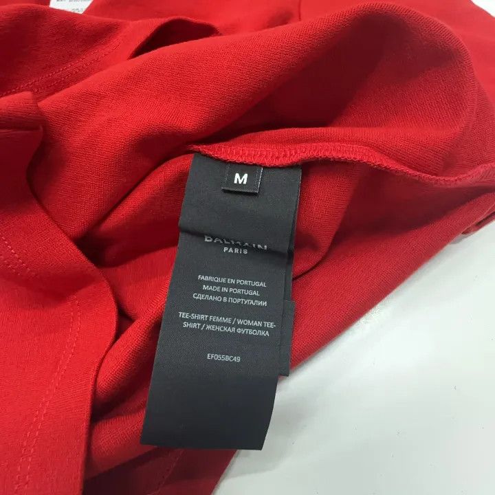 Balmain Balmain Red Logo Short Sleeve T-Shirt 0079 Size M / US 6-8 / IT 42-44 - 6 Thumbnail