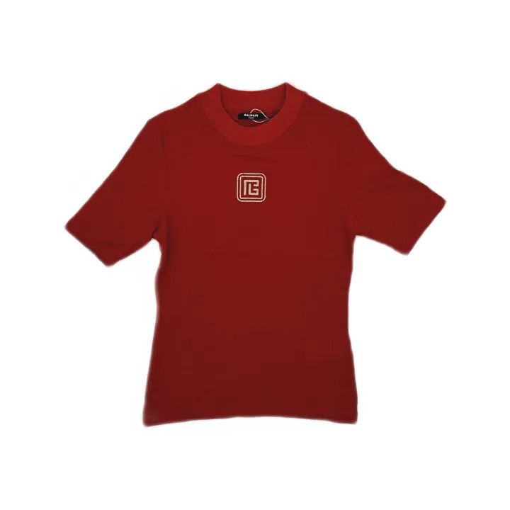 Balmain Balmain Red Logo Short Sleeve T-Shirt 0079 Size M / US 6-8 / IT 42-44 - 2 Thumbnail