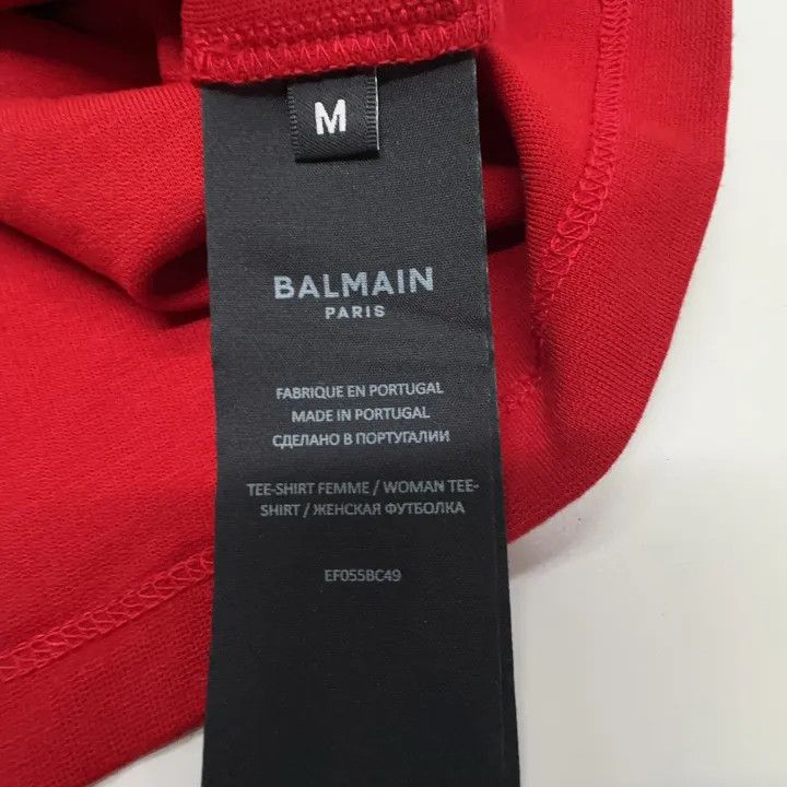 Balmain Red Logo Short Sleeve T-Shirt 0079