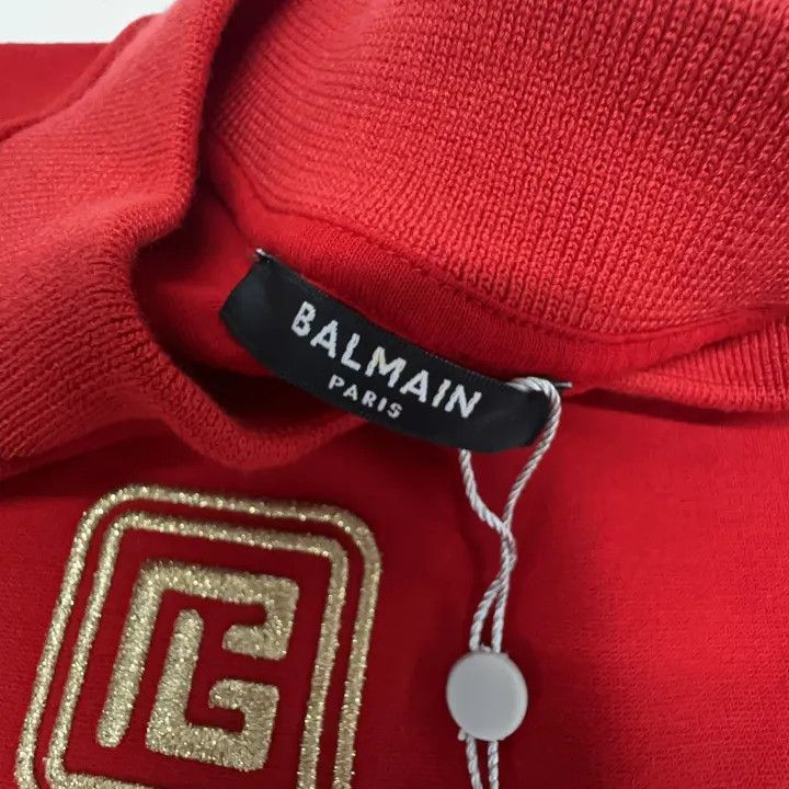 Balmain Red Logo Short Sleeve T-Shirt 0079