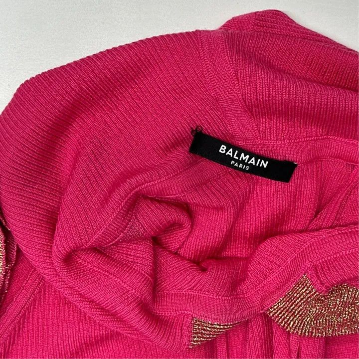 Balmain Balmain Pink Hooded Long Sleeve Knit Top 0079 Size M / US 6-8 / IT 42-44 - 2 Thumbnail