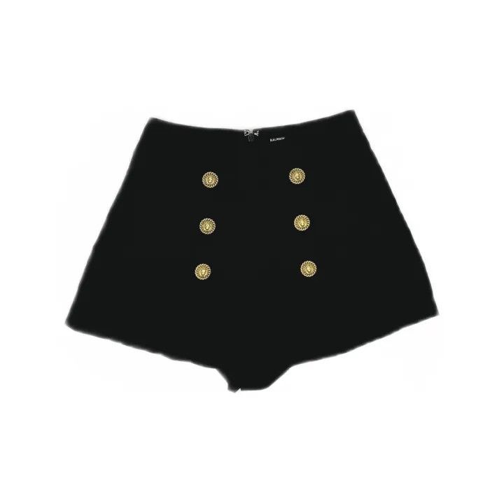 Balmain Balmain Black High-Waisted Button Shorts 0079 Size 40" / US 18 - 2 Thumbnail