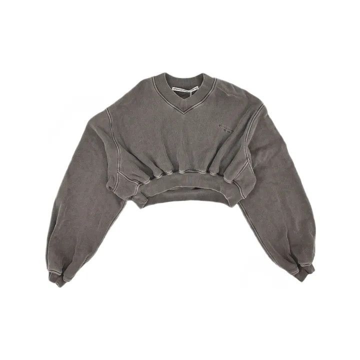 Alexander Wang Alexander Wang Brown Cropped V-Neck Sweatshirt 0079 Size S / US 4 / IT 40 - 2 Thumbnail