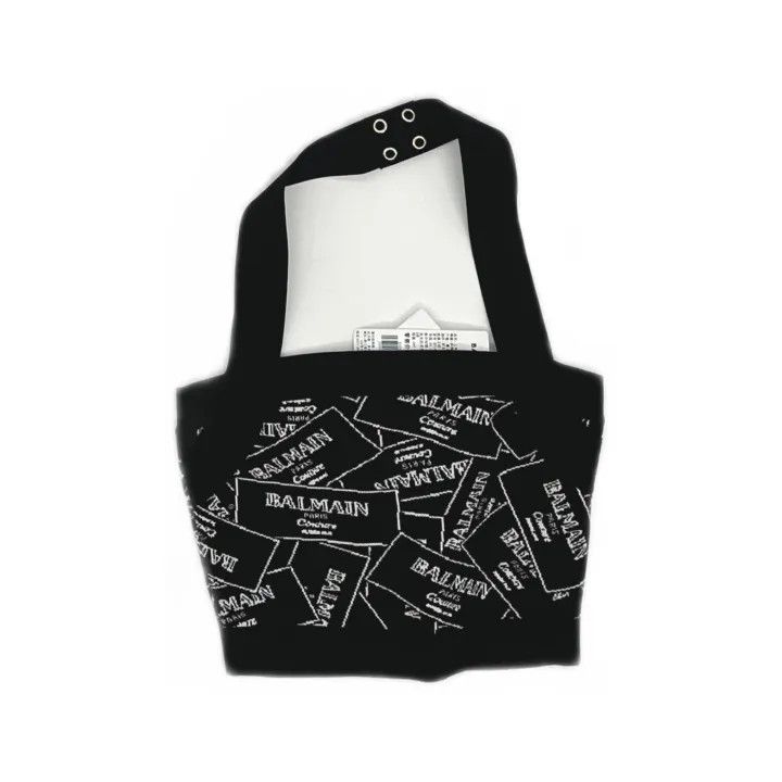 Balmain Balmain Black Printed Fitted Sleeveless Top 0079 Size S / US 4 / IT 40 - 2 Thumbnail