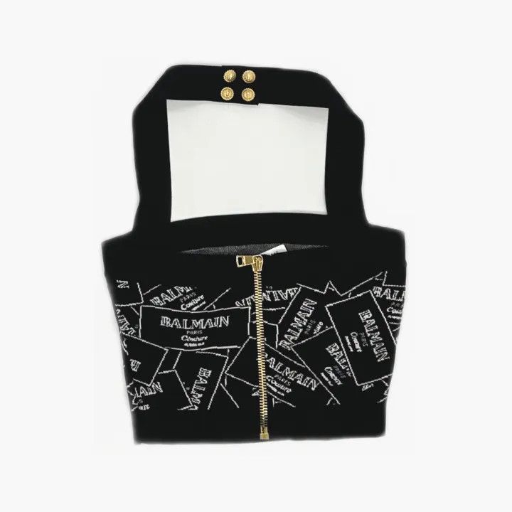 Balmain Balmain Black Printed Fitted Sleeveless Top 0079 Size S / US 4 / IT 40 - 3 Thumbnail