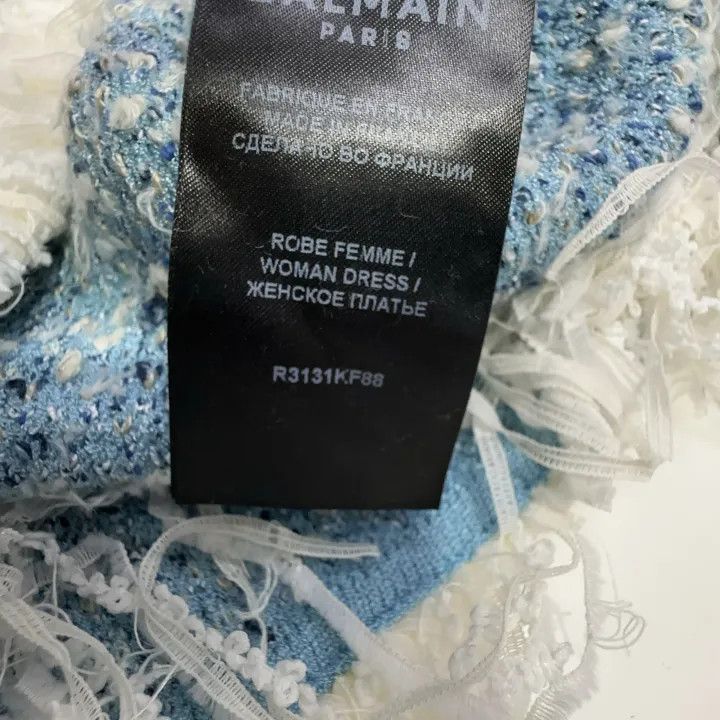 Balmain Balmain Fringed Denim Tweed Dress 0079 Size S / US 4 / IT 40 - 5 Thumbnail