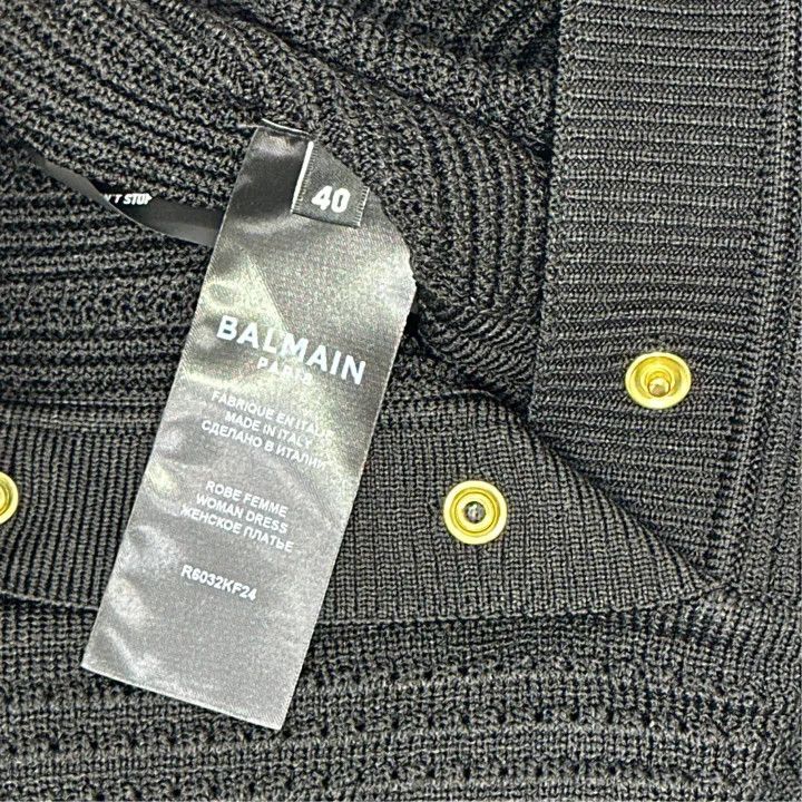 Balmain Balmain Black V-Neck Fitted Short Dress 0079 Size M / US 6-8 / IT 42-44 - 2 Thumbnail