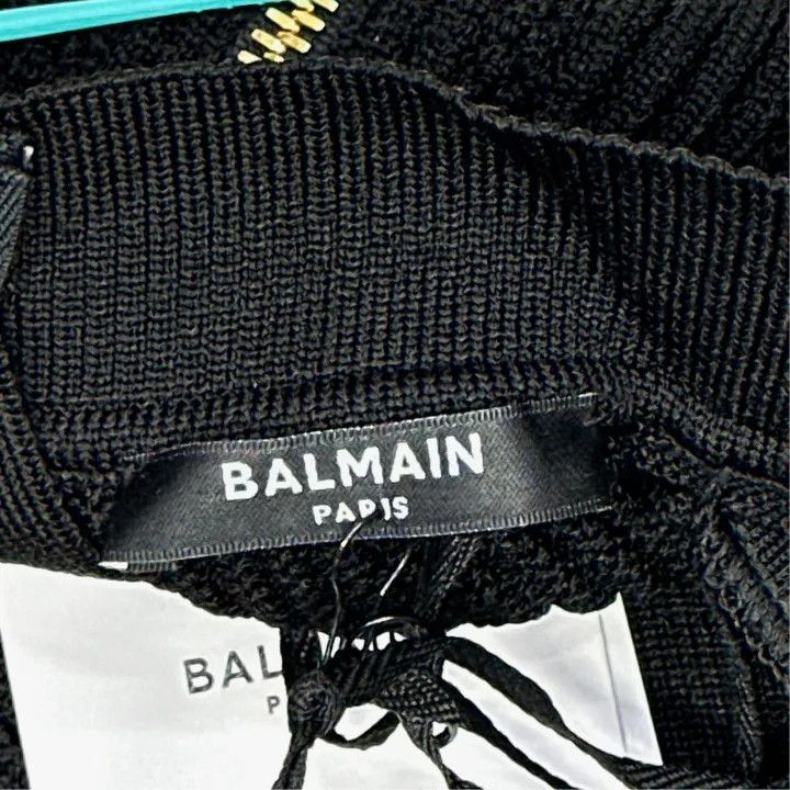 Balmain Balmain Black V-Neck Fitted Short Dress 0079 Size M / US 6-8 / IT 42-44 - 4 Thumbnail