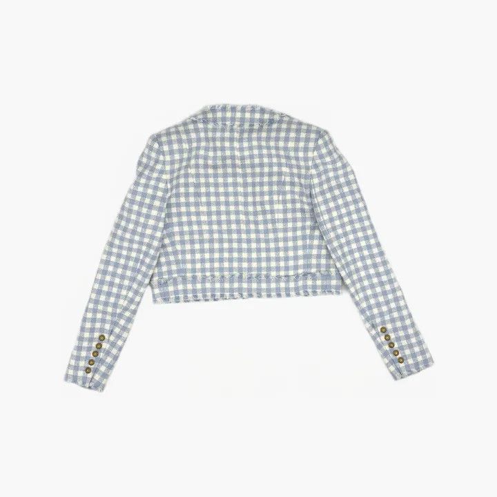 Balmain Balmain Gingham Tweed Jacket in Light Blue 0079 Size M / US 6-8 / IT 42-44 - 3 Thumbnail