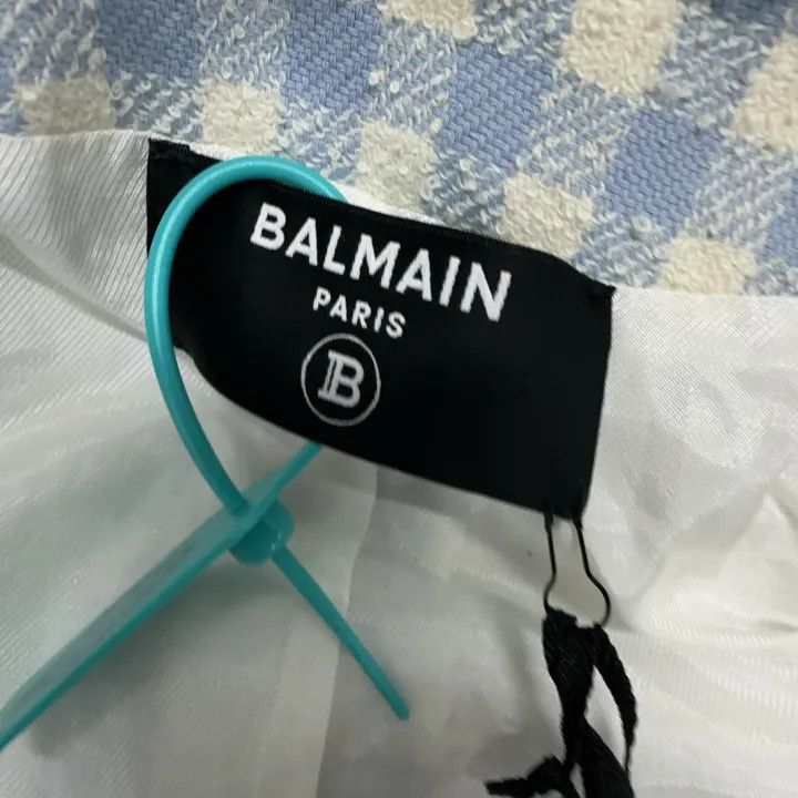 Balmain Balmain Gingham Tweed Jacket in Light Blue 0079 Size M / US 6-8 / IT 42-44 - 6 Thumbnail