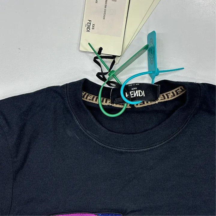 Fendi FENDI Black Logo Print Short Sleeve T-Shirt 0079 Size XXS / US 00 / IT 34 - 5 Thumbnail