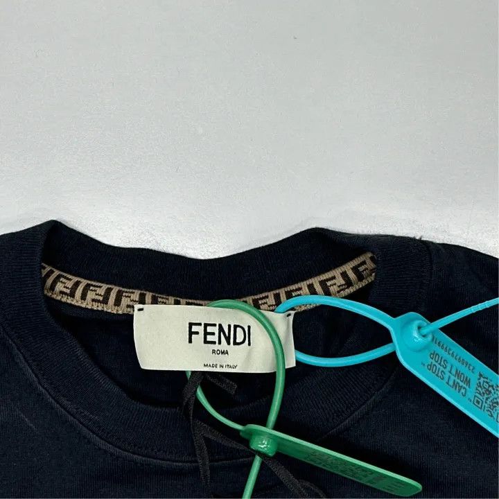 Fendi FENDI Black Logo Print Short Sleeve T-Shirt 0079 Size XXS / US 00 / IT 34 - 2 Thumbnail