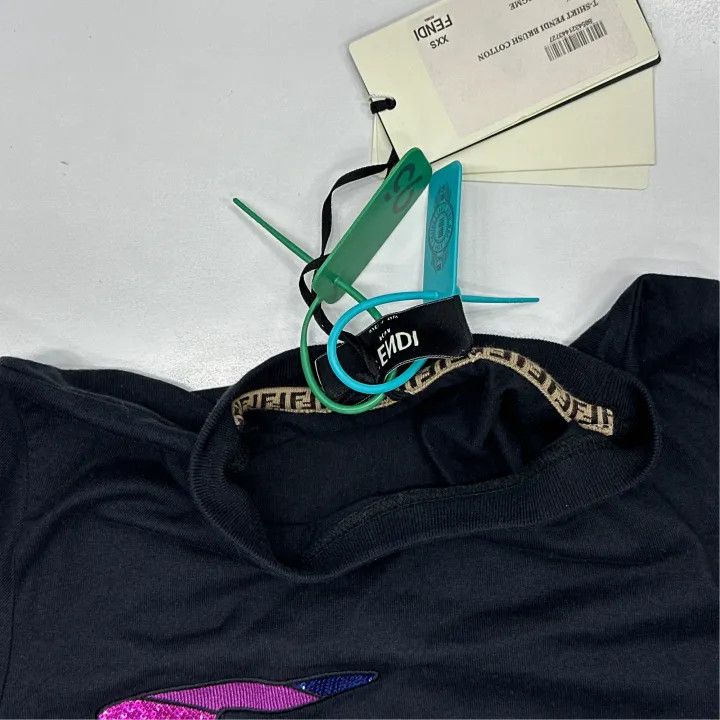 Fendi FENDI Black Logo Print Short Sleeve T-Shirt 0079 Size XXS / US 00 / IT 34 - 4 Thumbnail