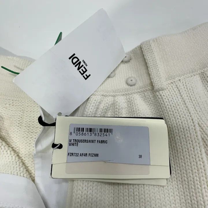 Fendi Fendi Women's Cotton Wide-Leg Trousers in White 0079 Size 38" / US 16 / IT 52 - 4 Thumbnail