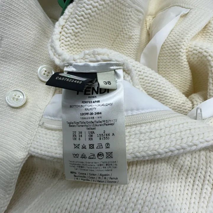 Fendi Fendi Women's Cotton Wide-Leg Trousers in White 0079 Size 38" / US 16 / IT 52 - 6 Thumbnail