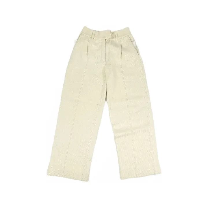 Fendi Fendi Women's Cotton Wide-Leg Trousers in White 0079 Size 38" / US 16 / IT 52 - 2 Thumbnail