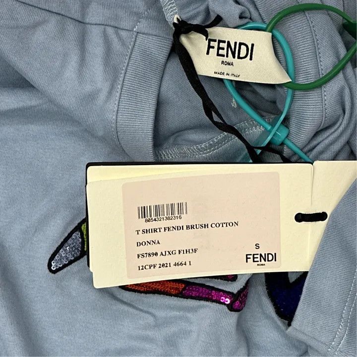 Fendi Fendi SS22 Logo Print Short Sleeve T-Shirt 0079 Size S / US 4 / IT 40 - 2 Thumbnail