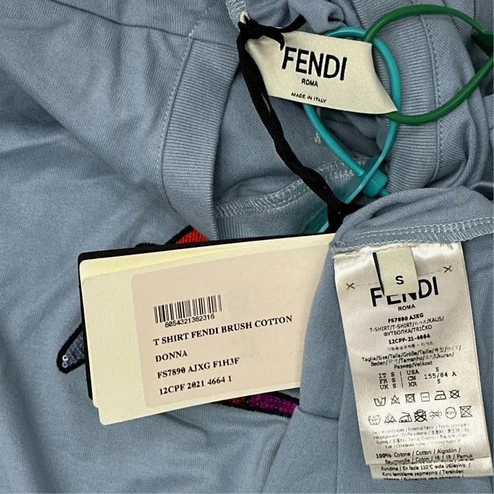 Fendi Fendi SS22 Logo Print Short Sleeve T-Shirt 0079 Size S / US 4 / IT 40 - 3 Thumbnail