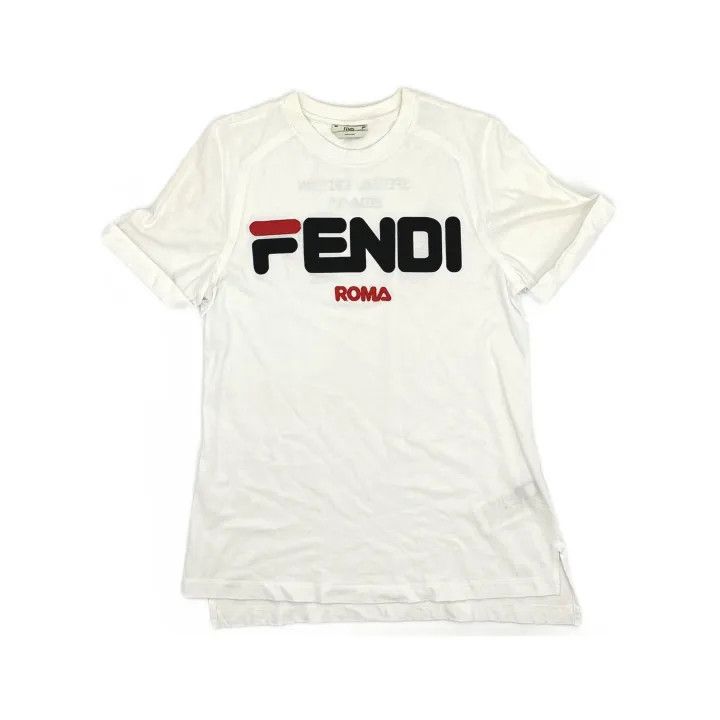 Fendi Fendi Logo Print Short Sleeve T-Shirt for Women 0079 Size XXS / US 00 / IT 34 - 2 Thumbnail